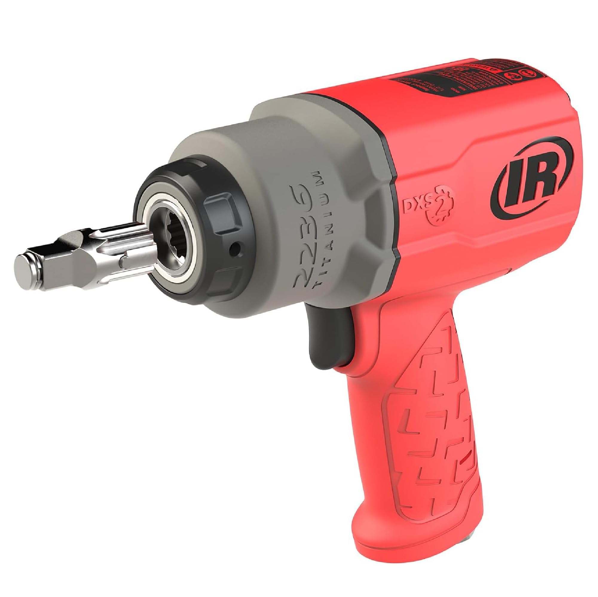 Ingersoll-Rand 2236QTIMAX-R DXS2 1/2" Air Impact Wrench, Quiet, 1500 ft-lb Torque, Titanium Hammercase, Friction Ring, Red