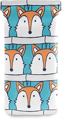 HUSSRITY Eyeglasses Case Muzzle Fox Sunglasses Pouch Soft PU Leather Squeeze Top Eyeglass Holder Portable Glasses Case For Women Men