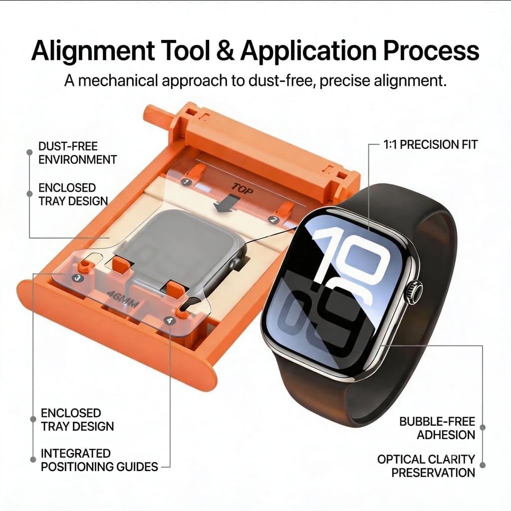 SAHARA – Pellicola salvaschermo in vetro temperato termoformato ZeroDamage 3D per Apple Watch SE 1/2/3, serie 4/5/6 (44 mm), copertura completa, durezza 9H, applicatore senza bolle