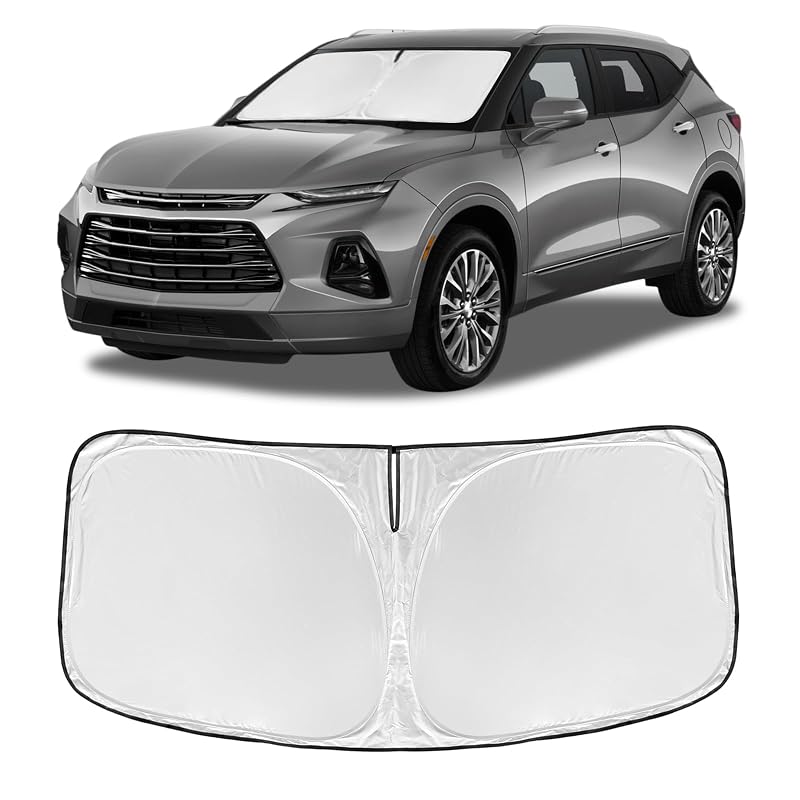Protetor Solar para Para-brisa Chevrolet Blazer 2019–2026, exceto EV, dobrável, prata, ZOIBV