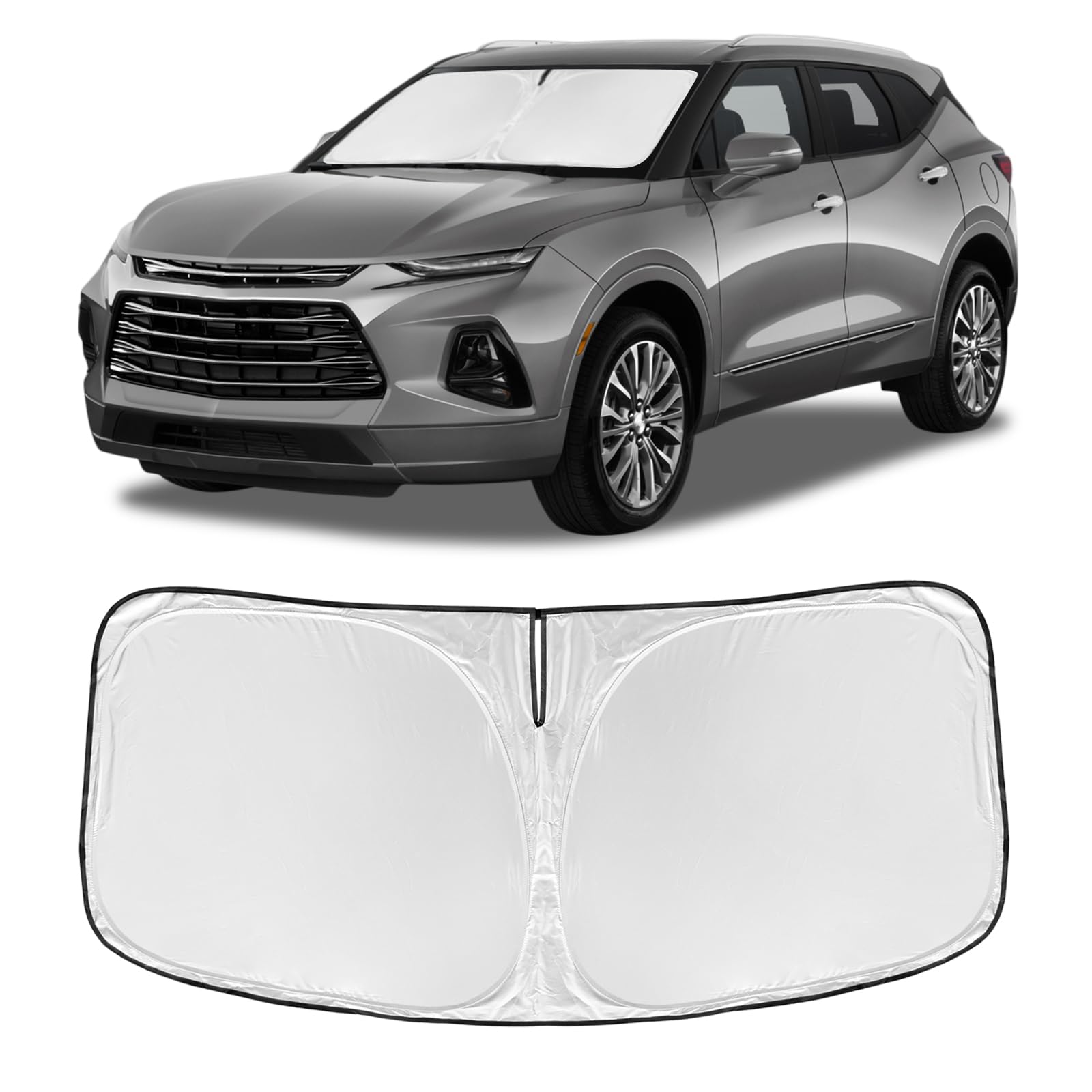 for Chevrolet Blazer 2019-2025 2026 (NOT for EV) Windshield Sun Shade | 4 Layers for Front Windows Shade Cover Custom Fit Blazer 250T Sun Visor Retractable Block UV Rays Car Accessories Chevrolet Blazer 2019-2026