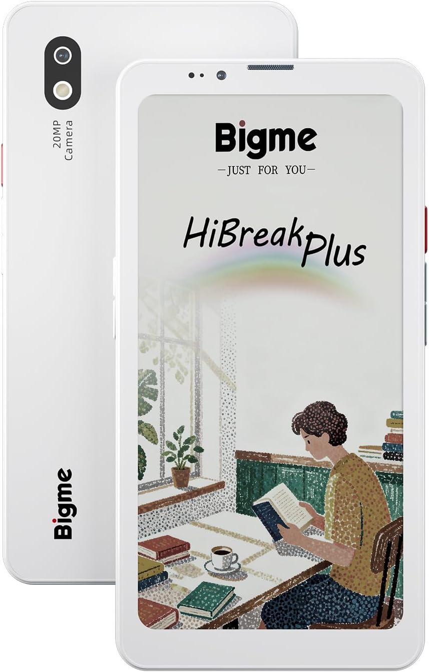 Bigme HiBreak Plus 6.13 Inch Color E-Paper Ebook Reader with Stylus and Case, 4+64GB, Android 14 OS, 4G Dual SIM Smart Phone
