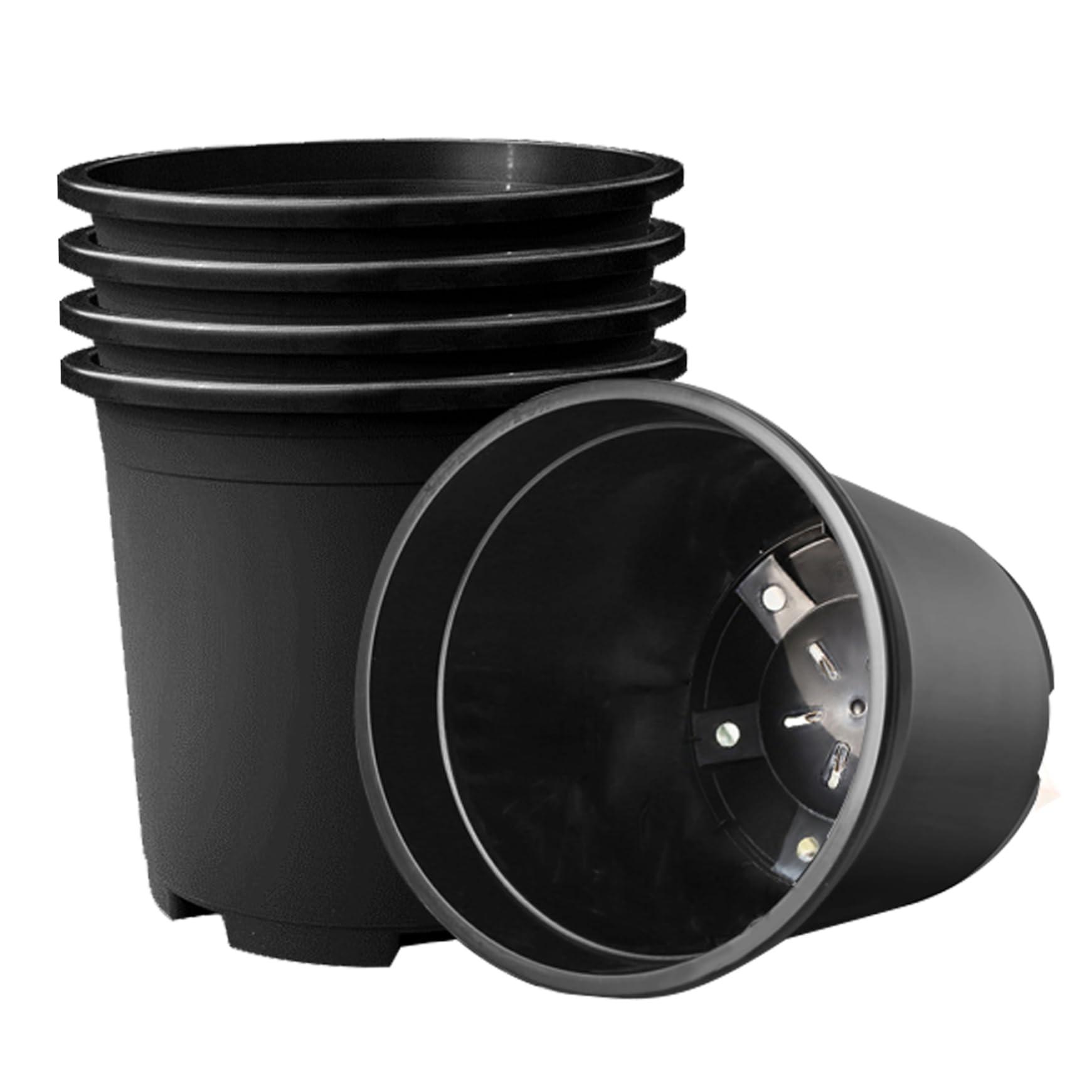 Hintyne Nursery Pots for Plants Sturdy 3 Gallon Nursery Pots with Drainage Holes 5 PCS Plastic Reusable Planter Multipurpose Black