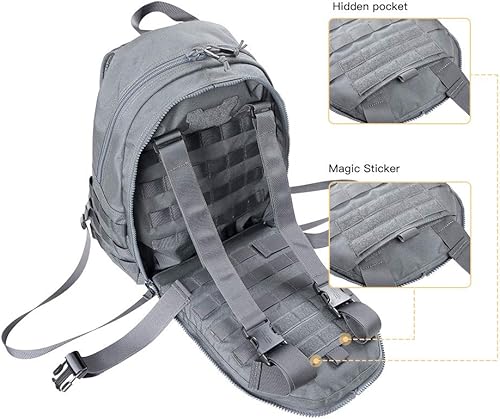 Miniatura 5 de EXCELLENT ELITE SPANKER Mochila táctica desmontable que se convierte rápidamente en chaleco para exteriores, Gris, Computadora portátil