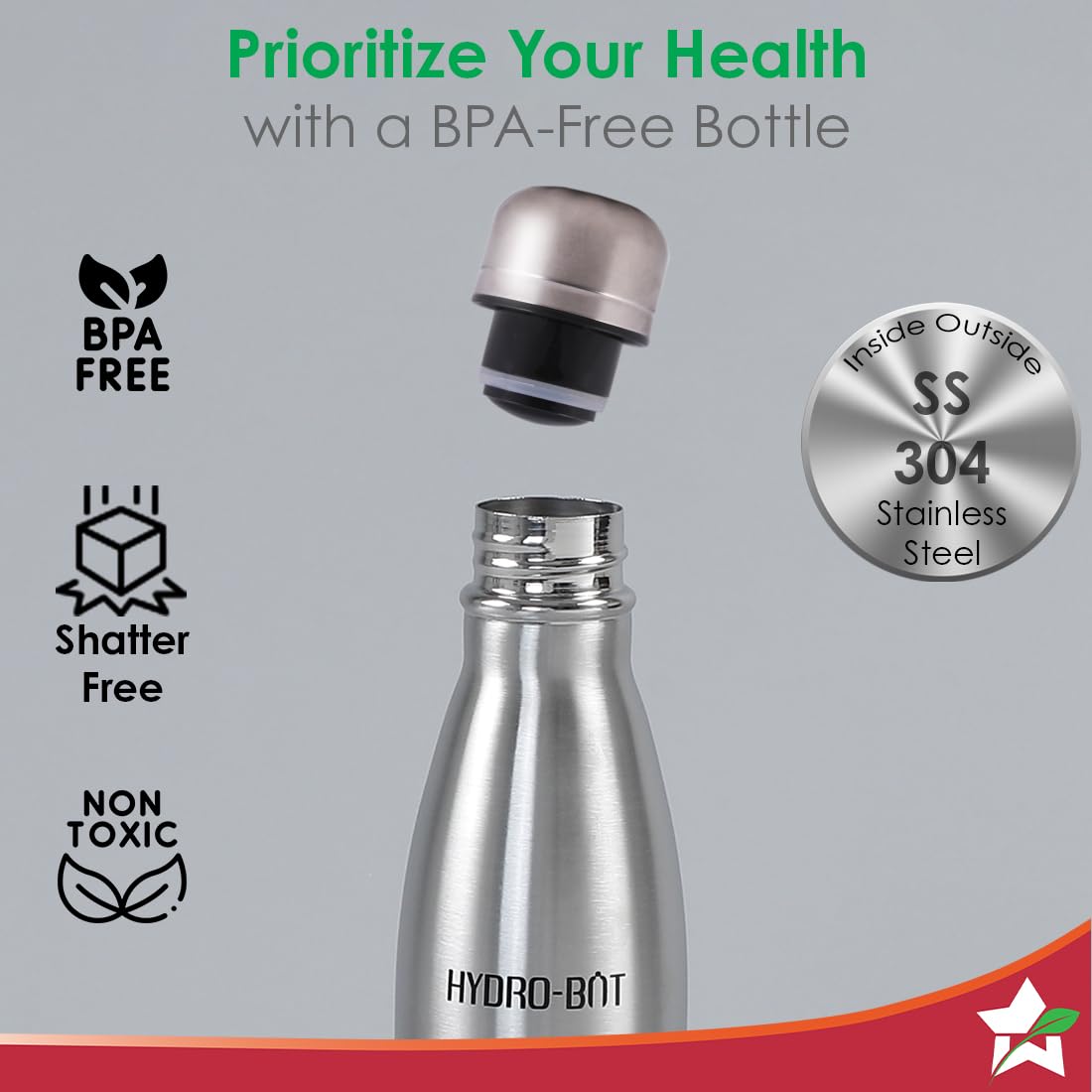 Wonderchef SS Hydro Bot 750 ml I Gift Box Packing I Single Wall I Non-Insulated I 304 Stainless Steel I Non Toxic IBPA Free I Rust Free I Light Weight I Ultra Durable 2 Years Warranty - Image 6 thumbnail