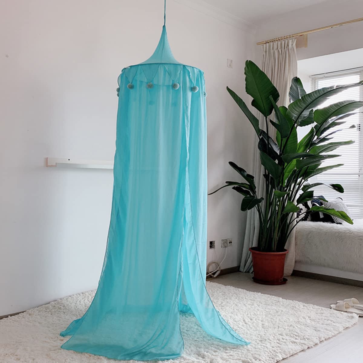 Tenda sensoriale, Baldacchino da Letto Appeso a Cupola Rotonda, Rete da Letto, Tenda da Gioco, Decorazione della Stanza for la Lettura di Giochi all'aperto(Blue)