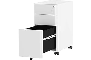 YITAHOME Slim Filing Cabinet - Mobile Office Filing, Pre-Assembled