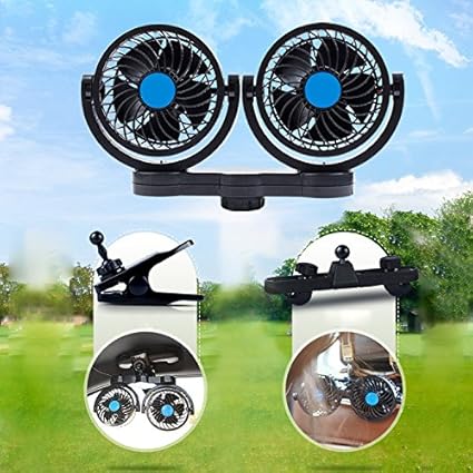 Amazon 車載ファン 車載扇風機 静音設計車載扇風機 双頭車載ファン ツーファン付きliang 360 自由自在調整可 無段階風量調節可能 ツーファン付き 夏対策 Dc12v車用 強風量 省エネ 夏対応 4インチ小型 ブラック シガーソケット充電器 車 バイク