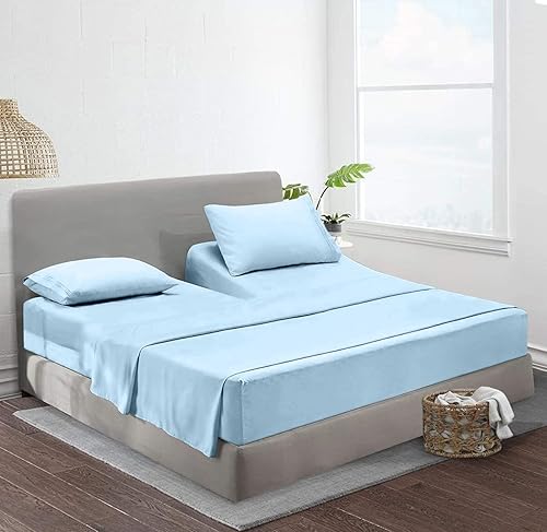 Flex Top - Sábanas de tamaño California King para dormir de 28 pulgadas, parte superior dividida 100 % algodón egipcio, sábanas ajustables de 800