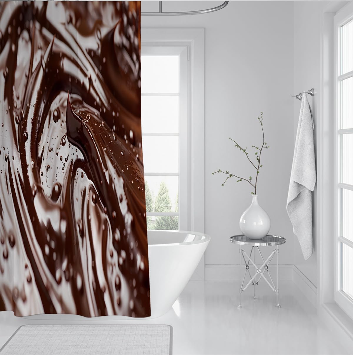 Dunkler Kakao-Wirbel Duschvorhang kreative Food-Deko 150 x 200 cm