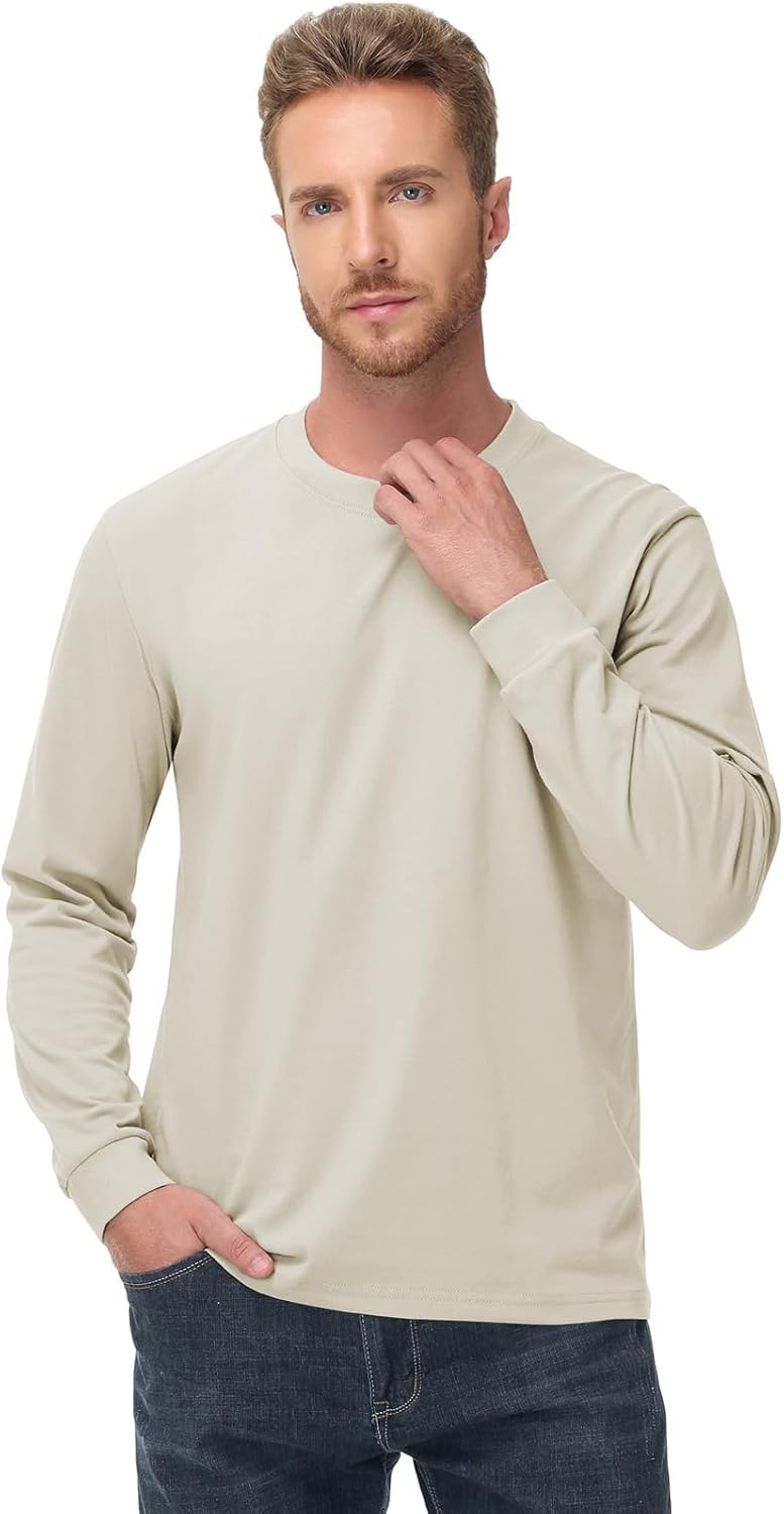 Men's Oversized Vintage Long Sleeve T-Shirts Acid Wash Soft Comfort Fit Crewneck Sweatshirt - Image 3