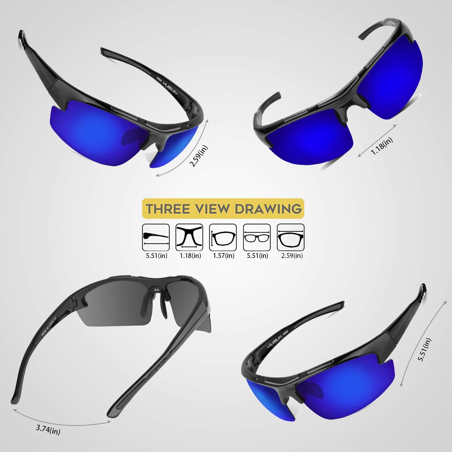 Occhiali Da Sole Polarizzati Sportivi ACBLUCE – TR90 Infrangibile Per Ciclismo, Corsa, Pesca – Protezione UV400