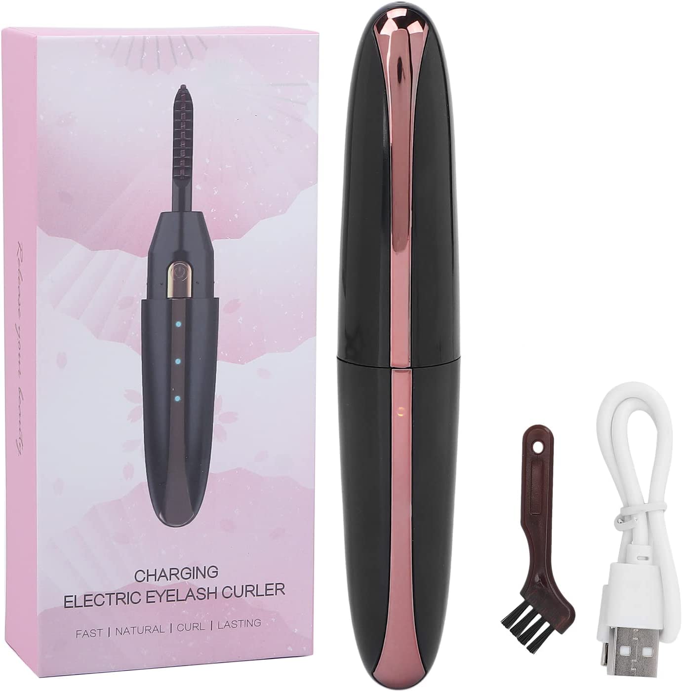 Heated Eyelash Curler, Rechargeable Lash Styler with 2 Heat Settings, Quick 24H Long-Lasting Curl, Portable Makeup Tool
