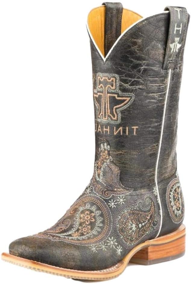 Tin Haul Women's Aloha Floral Western Boot Wide Square Toe - 14-021-00722 Br