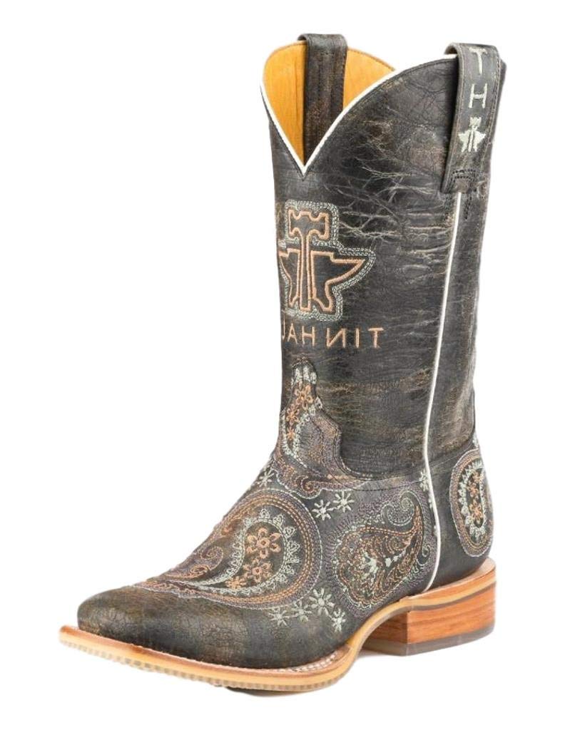 Tin Haul Women's Bandana Bandit Western Boot Broad Square Toe - 14-021-0077-1425 TA 8 1/2 M US Tan