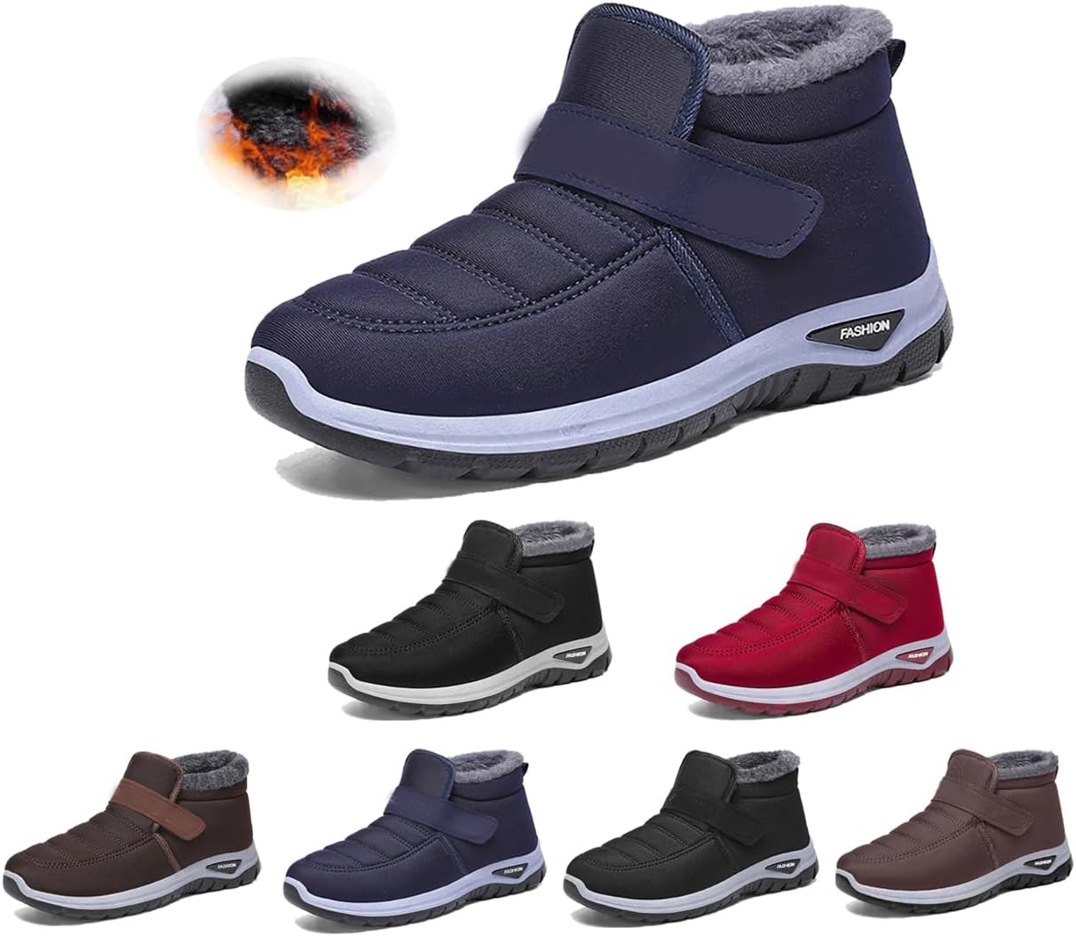 Womens Winter Boots Waterproof Slip on Warm Ankle Outdoor Winter Deep Tread Rubber Sole Faux Fur Lined Boots