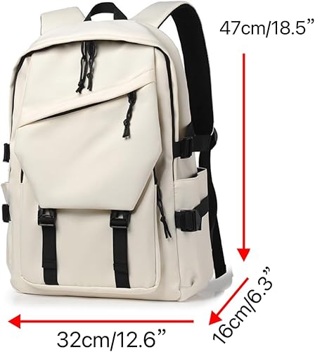 Mochila versátil de nailon impermeable para oficina de negocios de moda, se adapta a portátiles de 14 pulgadas, varios colores, Beige, Compacto