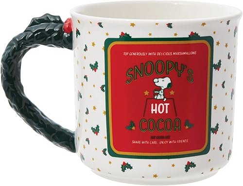 Miniatura 1 de Department 56 Peanuts Snoopy's Hot Cocoa - Taza de café con mango esculpido, 16 onzas, multicolor