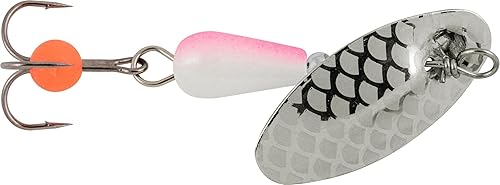 Danielson Niagara UV Spin Spinner  Hoja holográfica de latón con escamas plateadas, cuentas suaves en el gancho agudo, cuerpo con peso, accesorio de