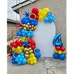 161Pcs Cartoon Balloon Garland Arch Kit - Balloons with 4D Star Gold Long Balloons for Birthday Baby Shower Cartoon Carnival Circus Hedgehog Super Hero Gamer Theme Backdrop Party Decorations - Image 4