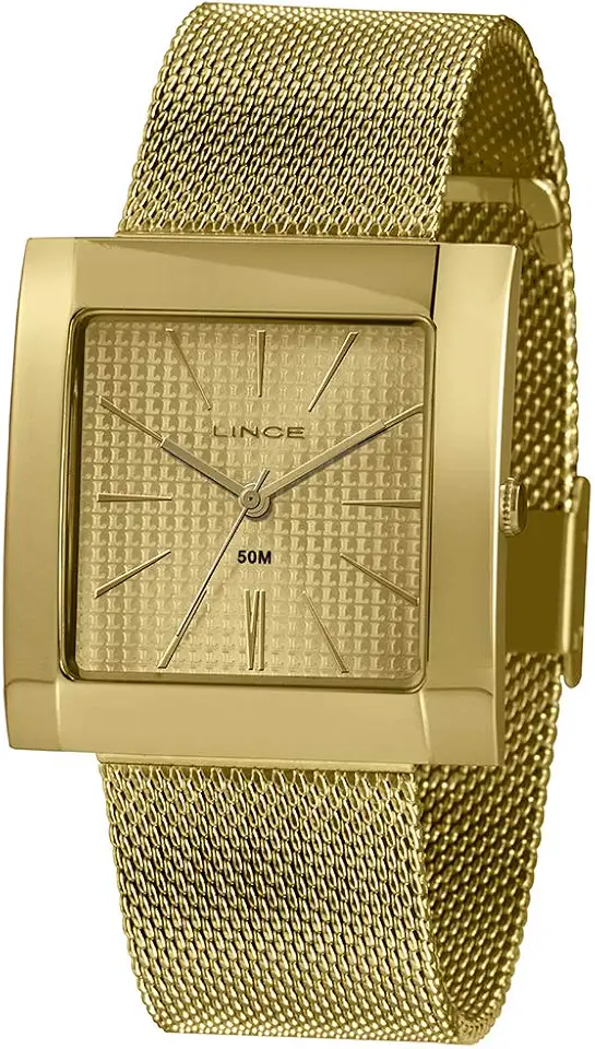 Relógio Lince Feminino Ref: Lqg4654l C1kx Retangular Dourado