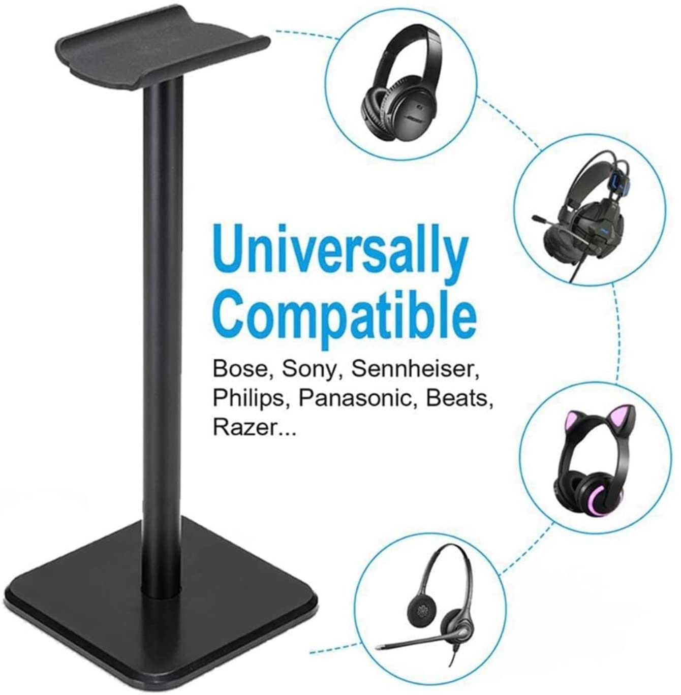 Soporte para portátil, Soporte Creativo for Auriculares, Mesa clásica for, Barra de Soporte Aluminio, Ahorra Espacio(Black)