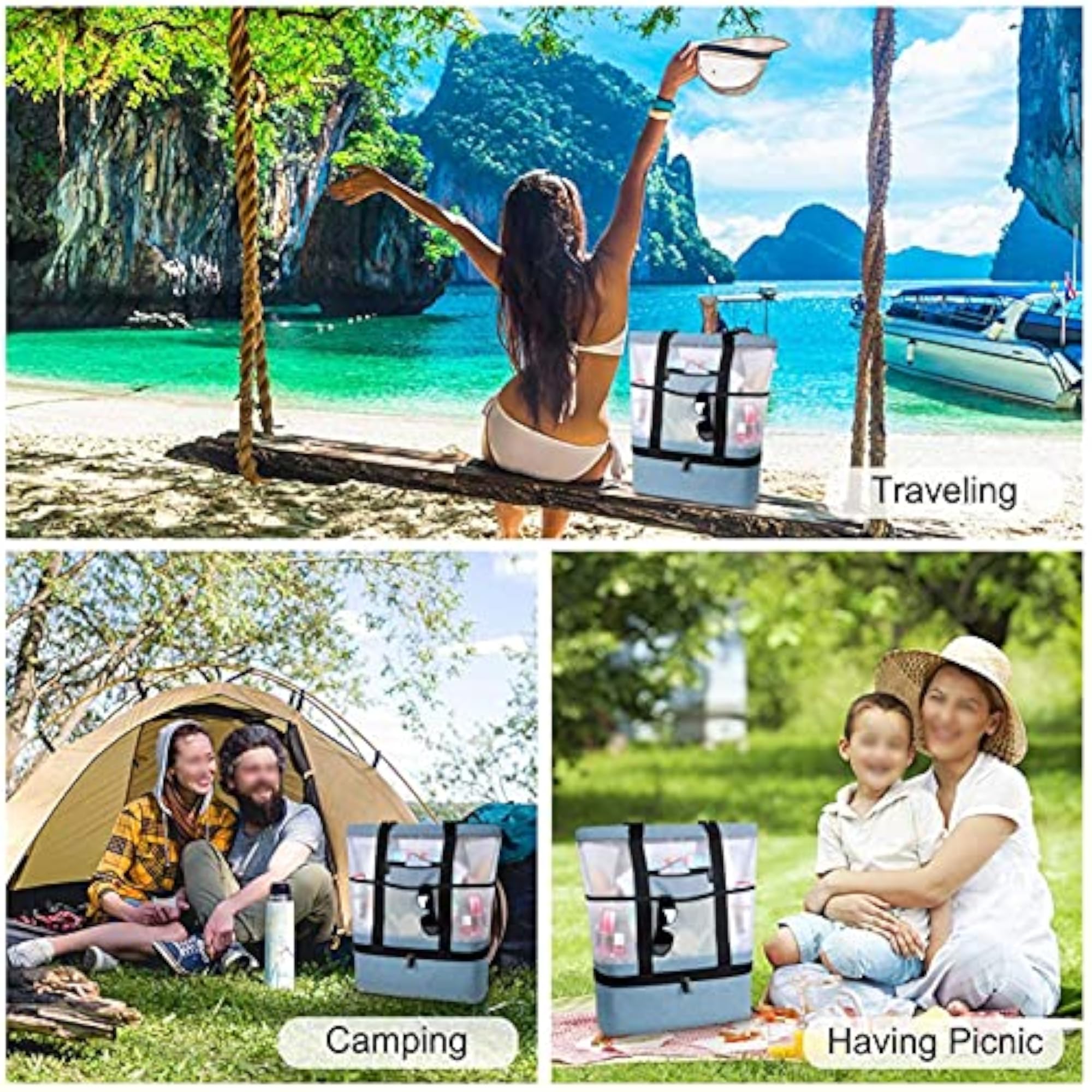 Outdoor Detachable Beach Handbag for Travel, Stylish Design