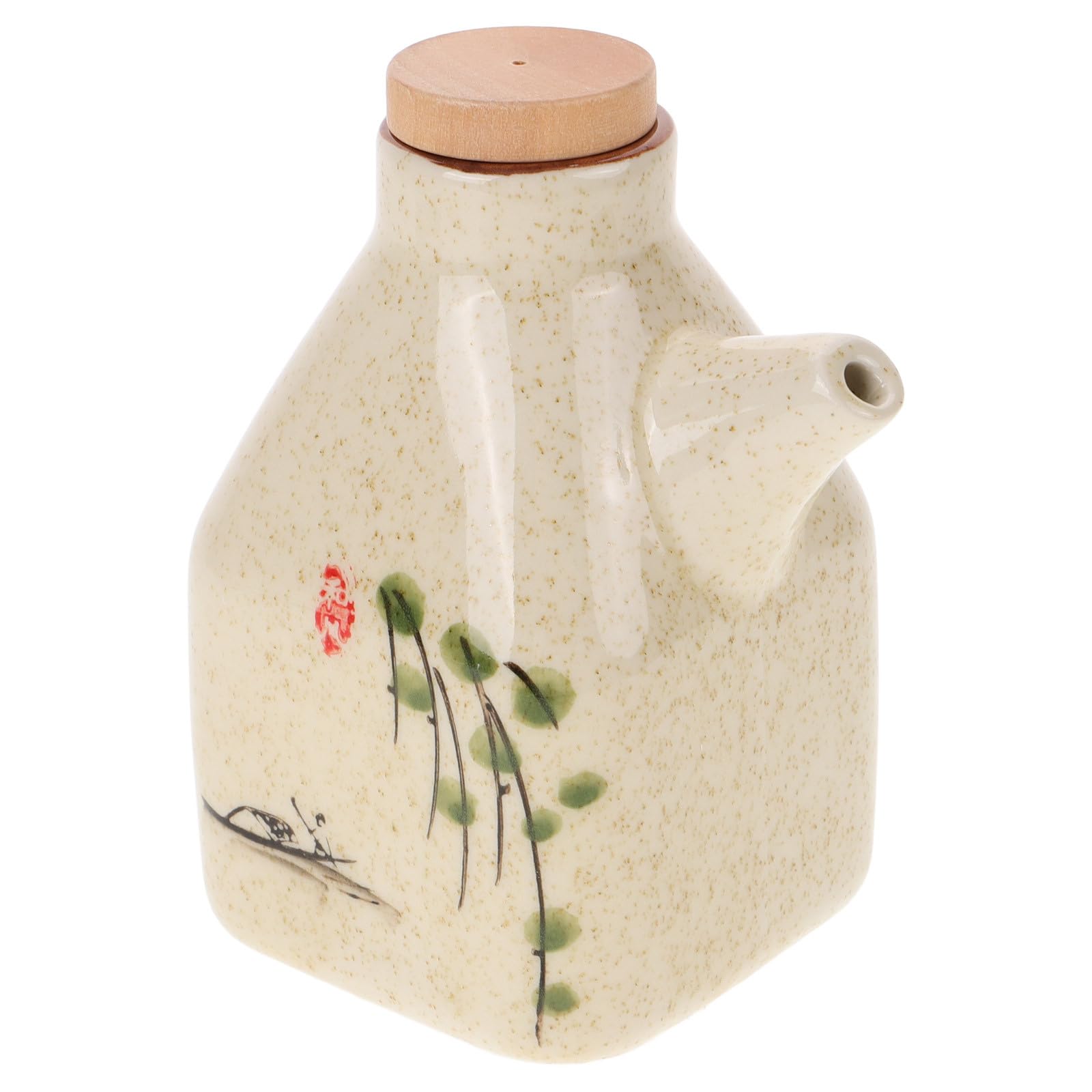 TOYANDONA Ceramic Oil Pot Dispenser 5.12In Soy Sauce Bottle Vinegar Dispenser Small Kitchen Oil Pourer for Cooking and Dining Table