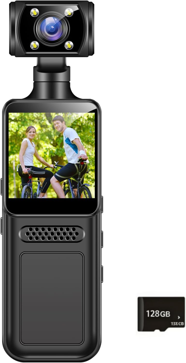 Portable Handheld 4K Pocket Camera 180 Degree Rotating Camera Portable Digital Video Recorder Cycling Sports Camcorder Back Clip Sports