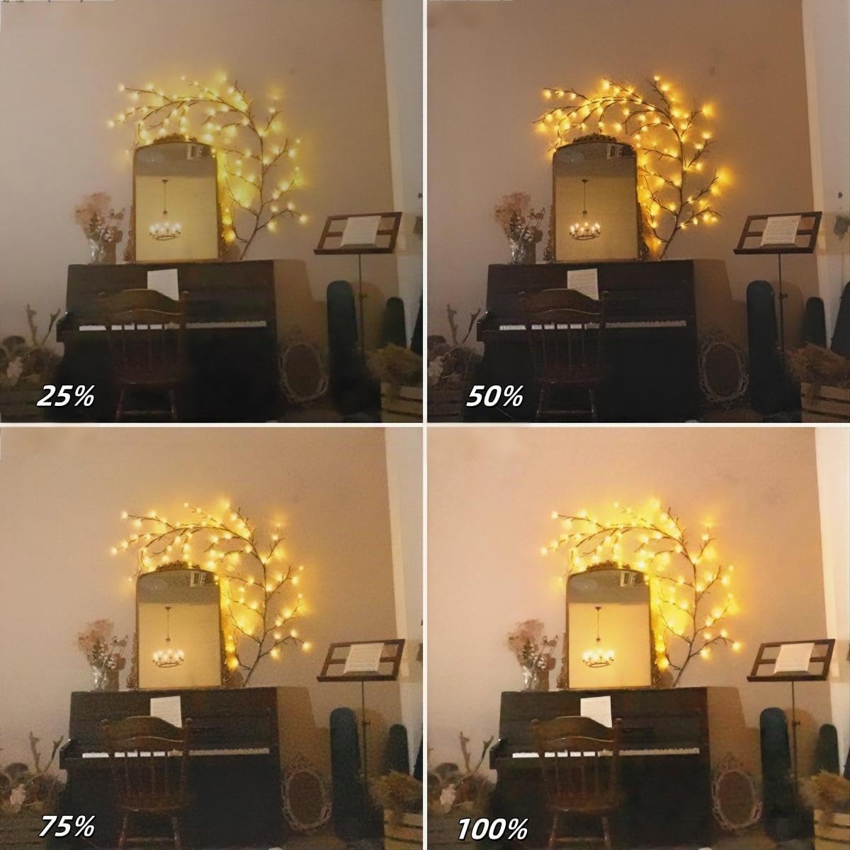 Guirlande Lumineuse 144 LEDs avec Fiche & Télécommande - Arbre Illuminé, Illuminated Murale Interieur et Décorations de Noël pour Salon, Chambre (2 Pièce)