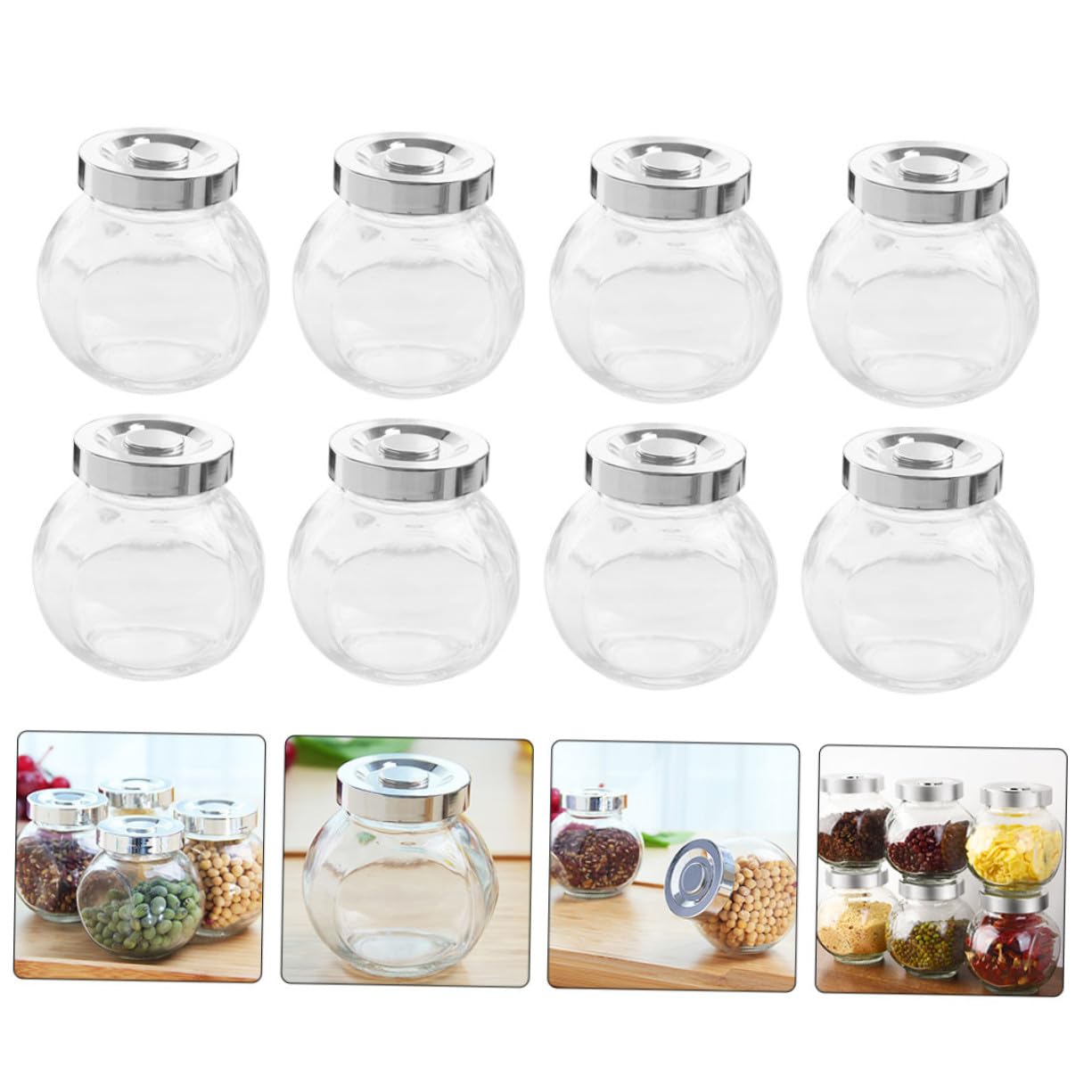 Glas Vorratsdosen zur Frischhaltung von Lebensmitteln Luftdicht und Transparent 8 Stück mit Deckel für Küche und Cerealien Aufbewahrung