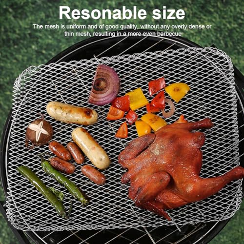 FaHuoJiuKa Disposable Grill Toppers, Non-Stick Aluminum BBQ Mat, 10-Pack, 15.3x12 Inches, Silver, Outdoor Grilling Mesh
