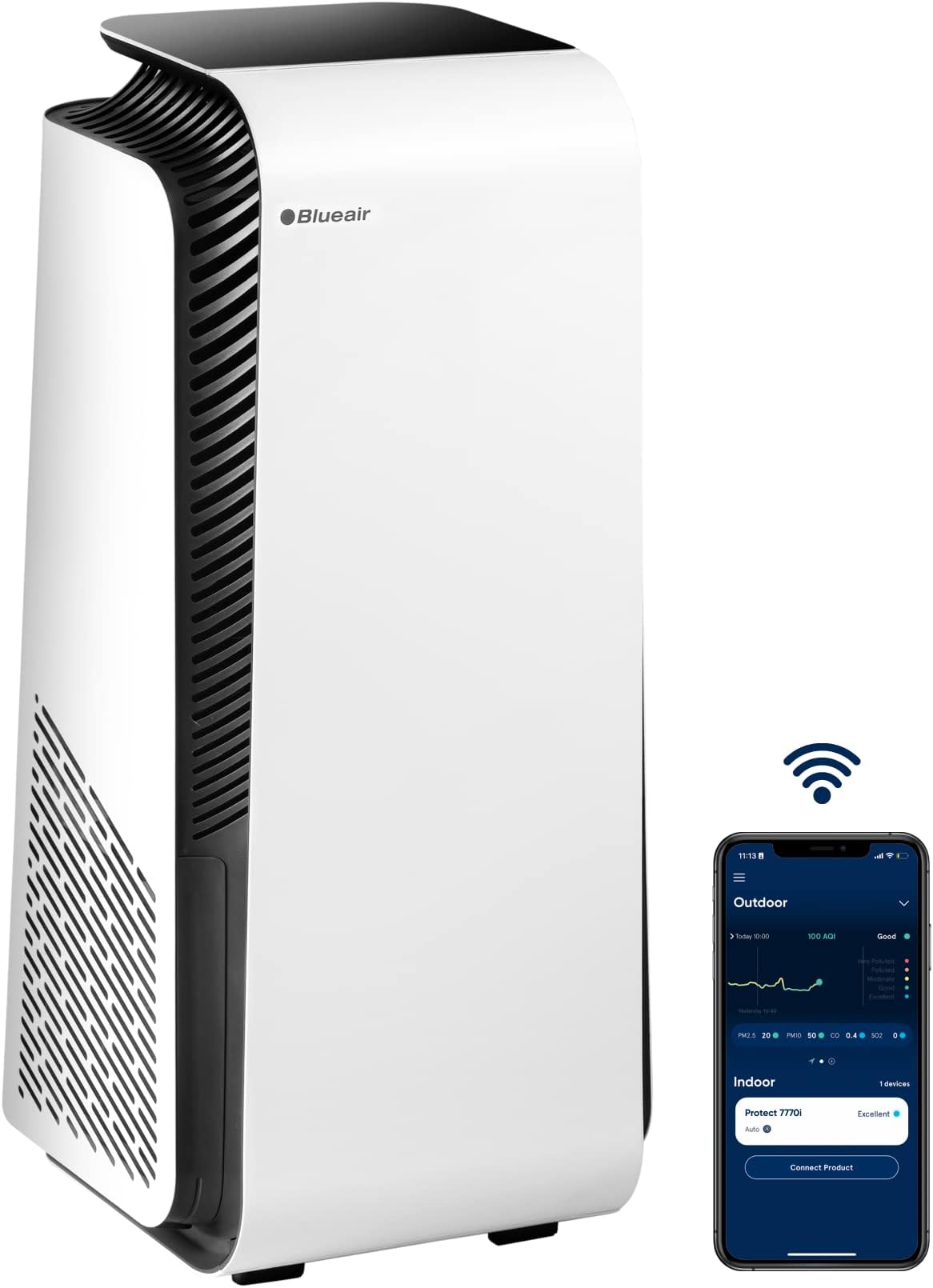 Blueair HealthProtect 7770i Smart Home Air Purifier for Viruses and Bacteria, Large room with HEPASilent Ultra Technology​