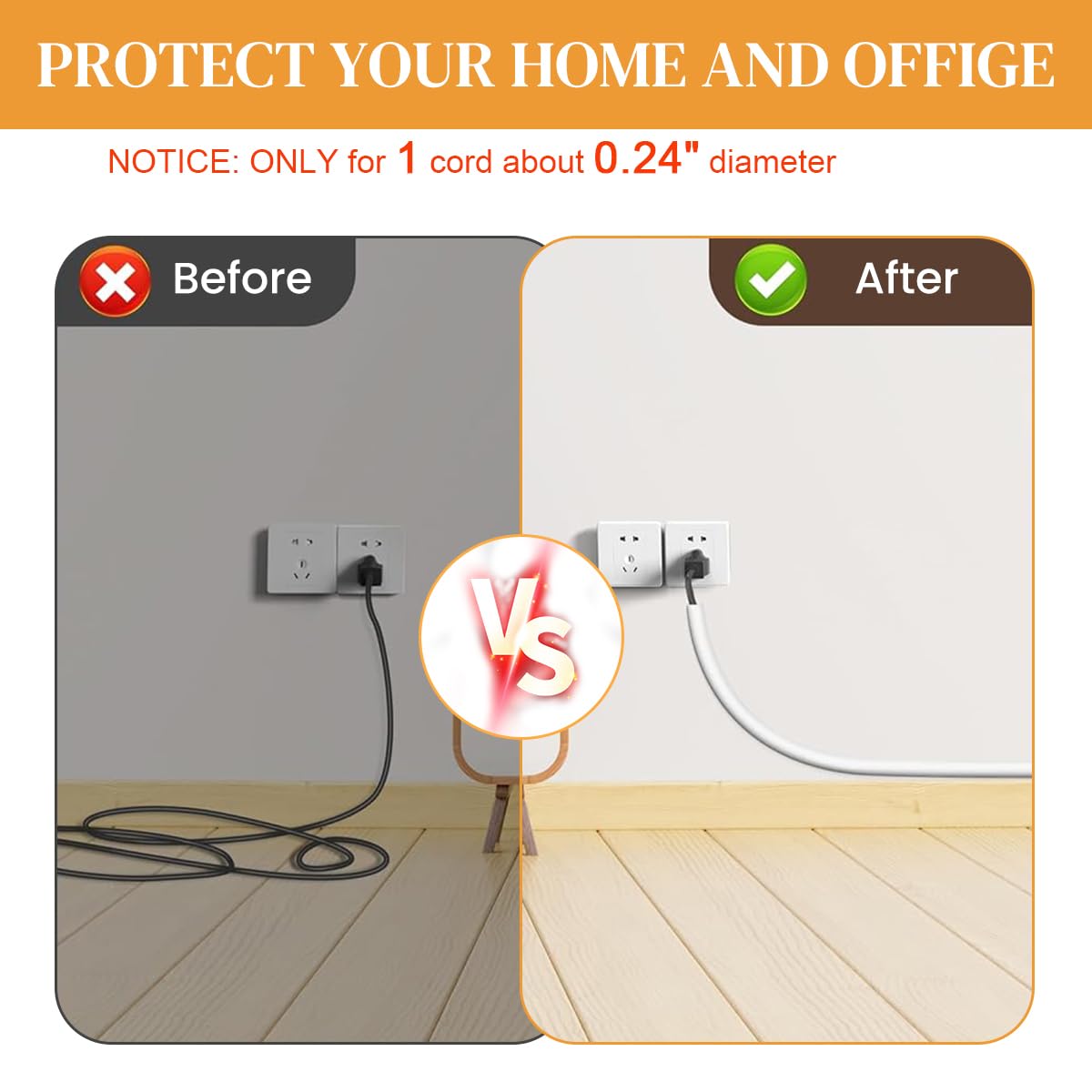 Serplex® Cord Cover 6.6ft Floor Cord Hider for 1 Cord About 0.24" Diameter 4