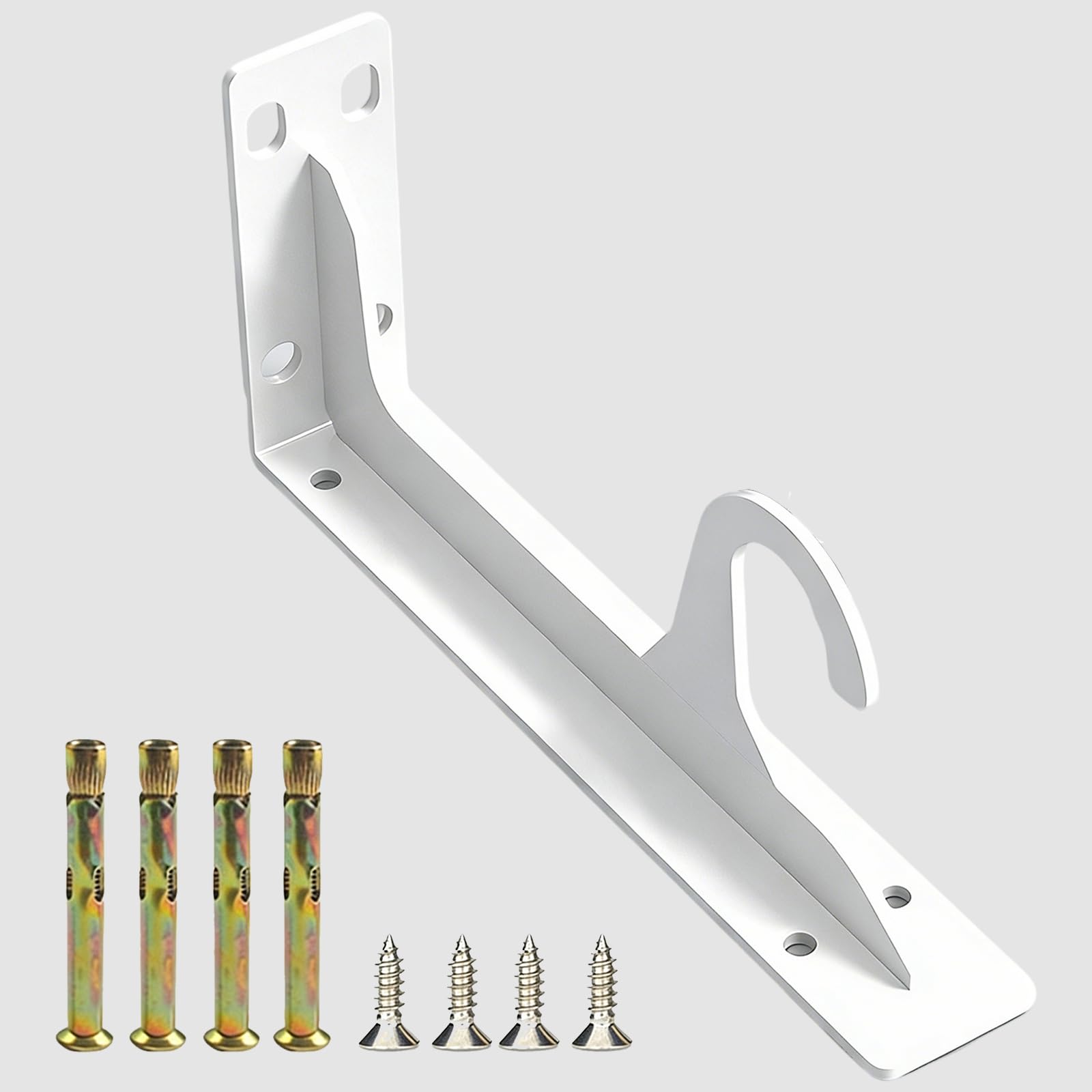 Senshuomy 2 Pack 28cm Heavy Duty Shelves Brackets with Hook - 40kg Load Capacity, Solid Cold Rolled Steel, Floating Shelf Support Bracket with Mounting Hardware (White)