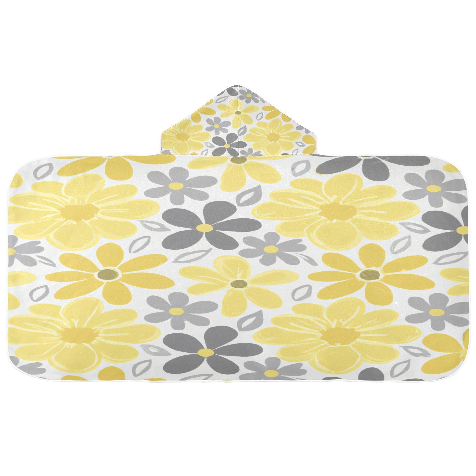 Kigai Small Flower Hooded Beach Towel for Kids Soft Absorbent Quick Dry Bath Towel with Hood Lightweight Toddler Shower Pool Bath Wrap for Boys Girls