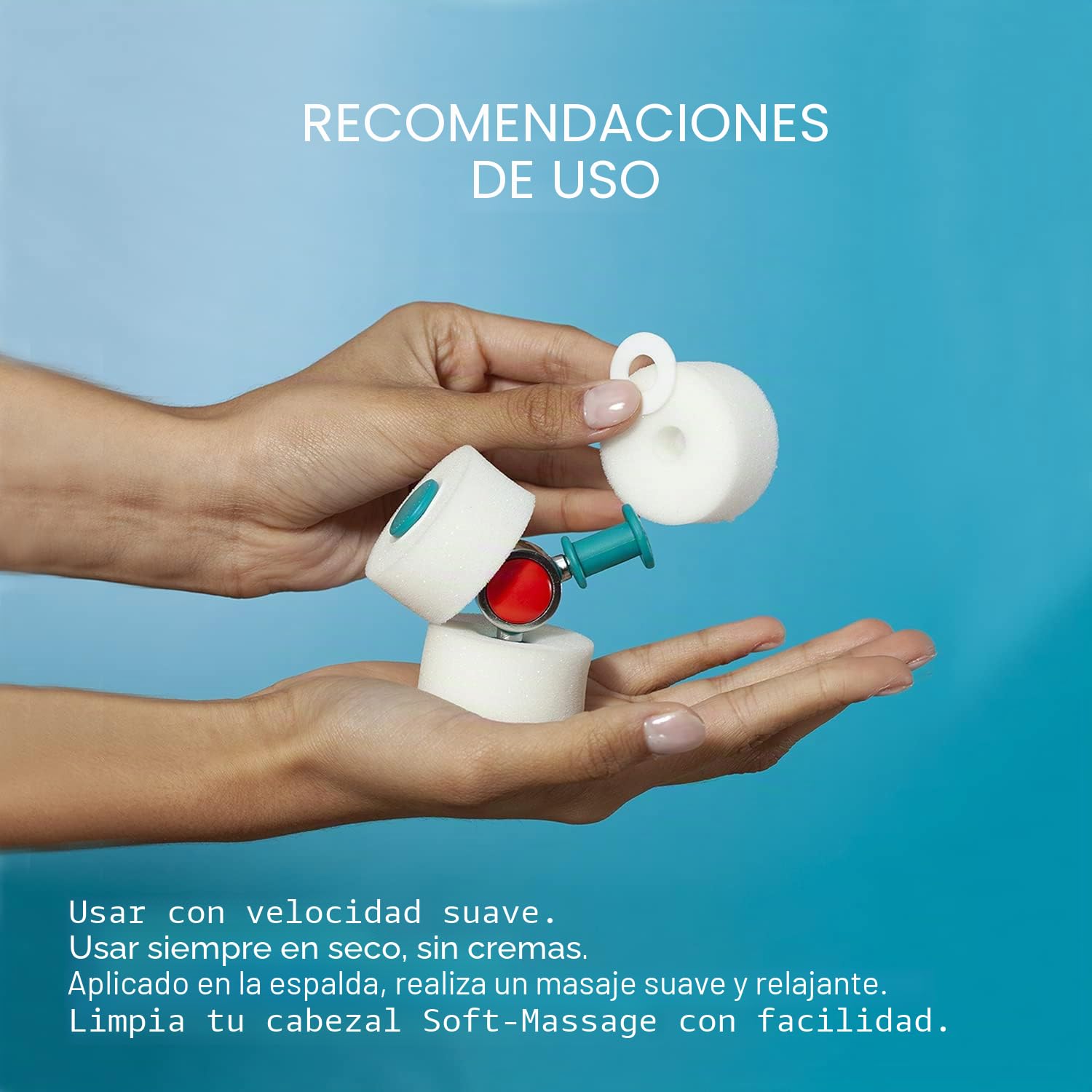 Glo Cabezal Soft-Massage para el Masajeador Glo910+ | Cabezal Suave de Esponja | Esponja Exfoliante para Masaje Corporal | Masaje Suave para Zonas Delicadas y Piel Sensible