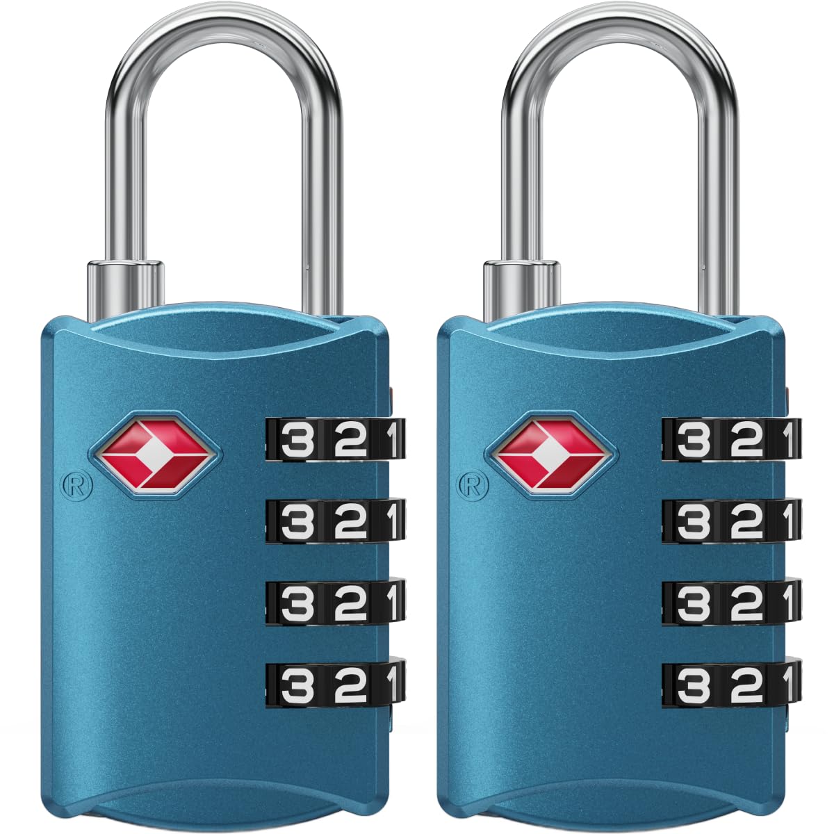 NOVLOCK TSA Approved Luggage Locks – Suitcase Padlock with 4-Digit Security – TSA Travel Padlocks for Suitcases, Backpacks, Cases, Bags – 2-Pack, Blue
