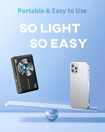 Miniatura 4 de Cámara digital, FHD 1080P - Cámara de apuntar y disparar con zoom de 16X, antivibraciones, compacta y pequeña portátil para niños y niñas (negro