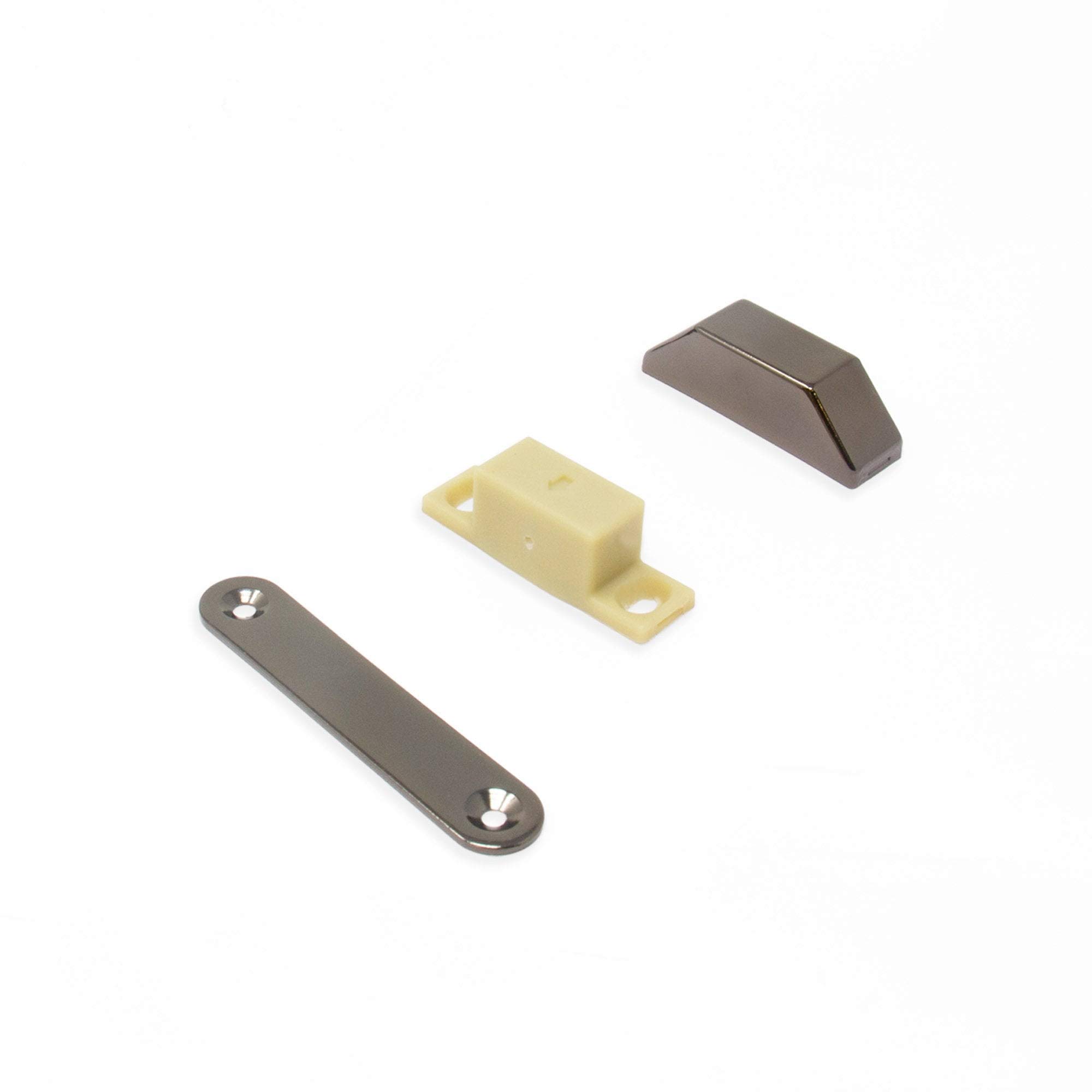 Cattre Magnétique Nickelé Noir Pour Fournir Une Fermeture Sécurisée et Une Ouverture Facile de Placards et de Portes de Garde-Robe - 43mm x 13,5mm x 13mm - Pack de 10