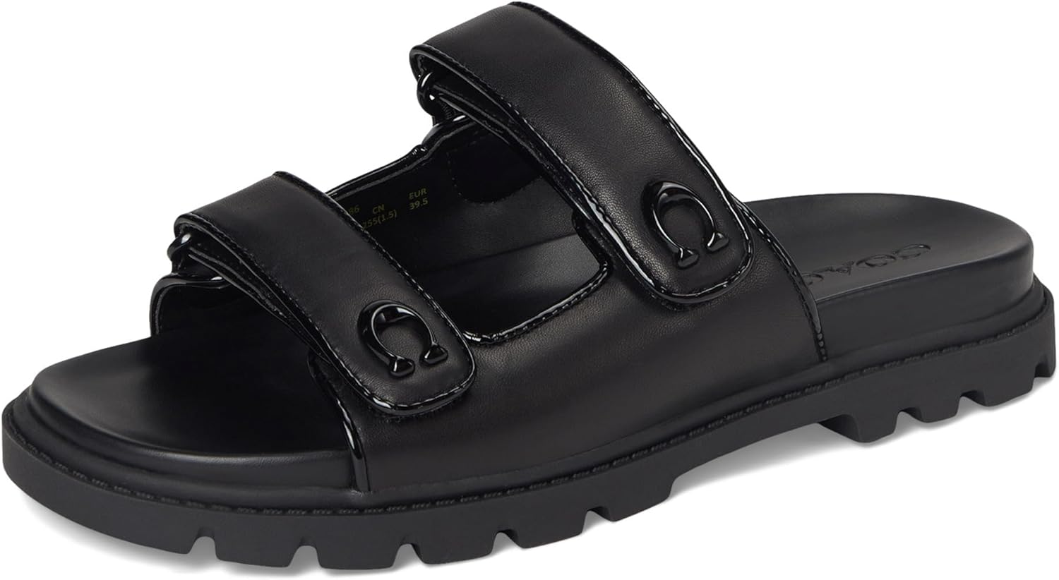 COACH womens Sculpted C Leather Double Band Sandals - Image 8