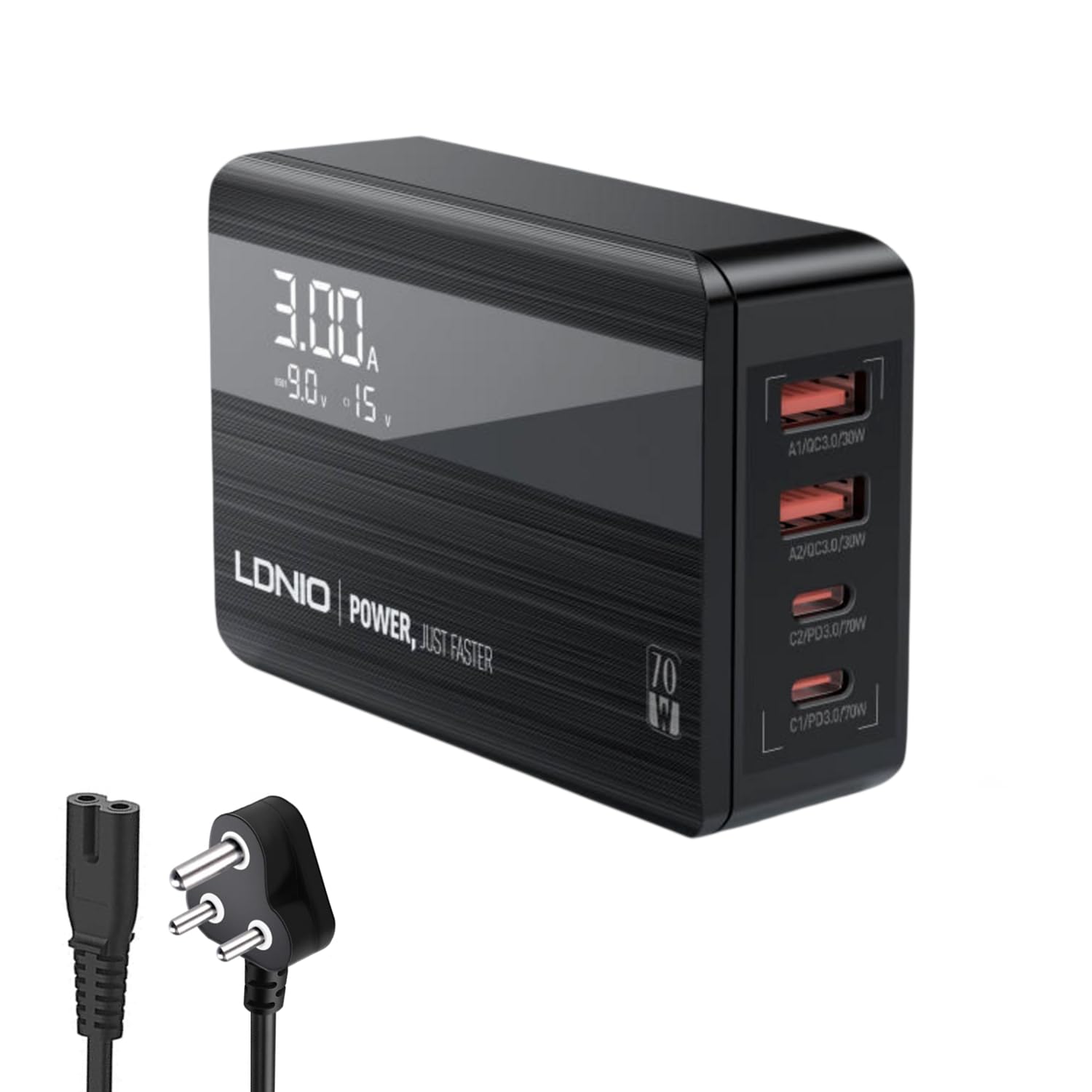 T Teclusive Compact 65w Gan Charger 4 Ports Type C USB Fast Charging with Digital Display | Compatible for iPhone 15 14 13 Pro Max/iPad Air Pro/Galaxy...