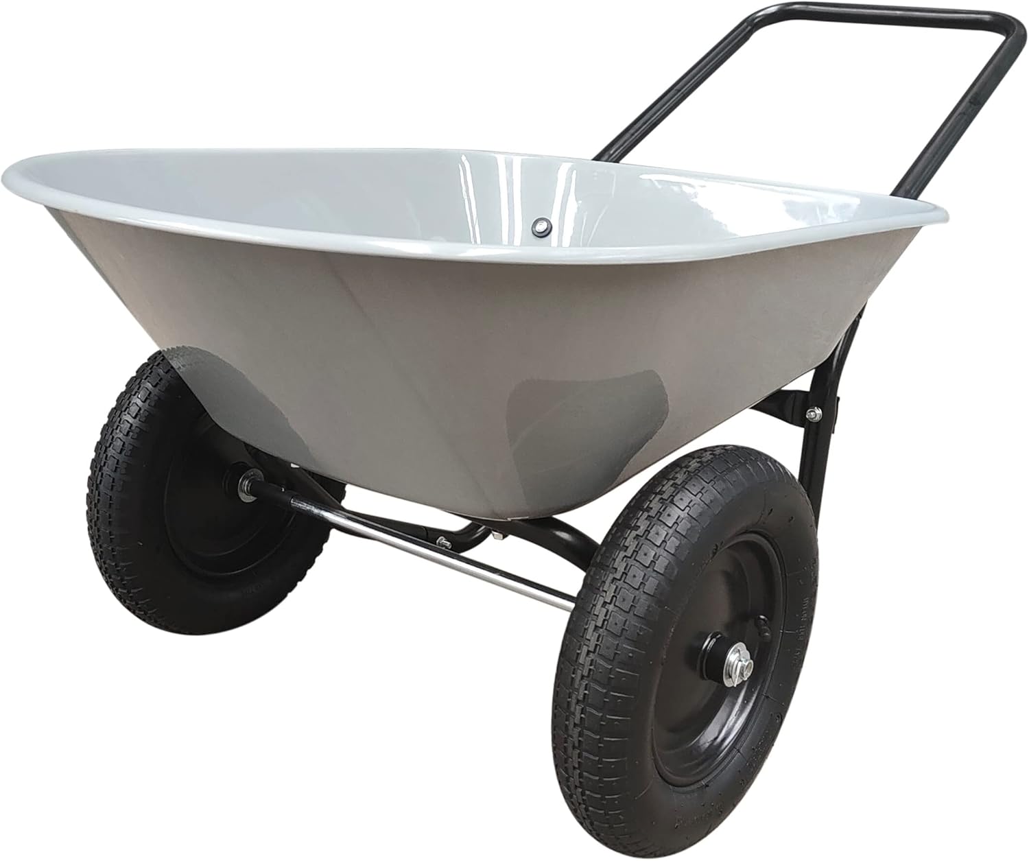 GARDEN STAR Two Wheel Poly Tray Wheelbarrow, 5 Cubic Foot, Gray/Black