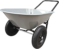 Garden Star Yard Rover 5 Cu Ft Two-Wheel Poly Wheelbarrow - Rust-Proof Tray, 300lb Capacity, Dual Tires, Easy Assembly Gray/Black