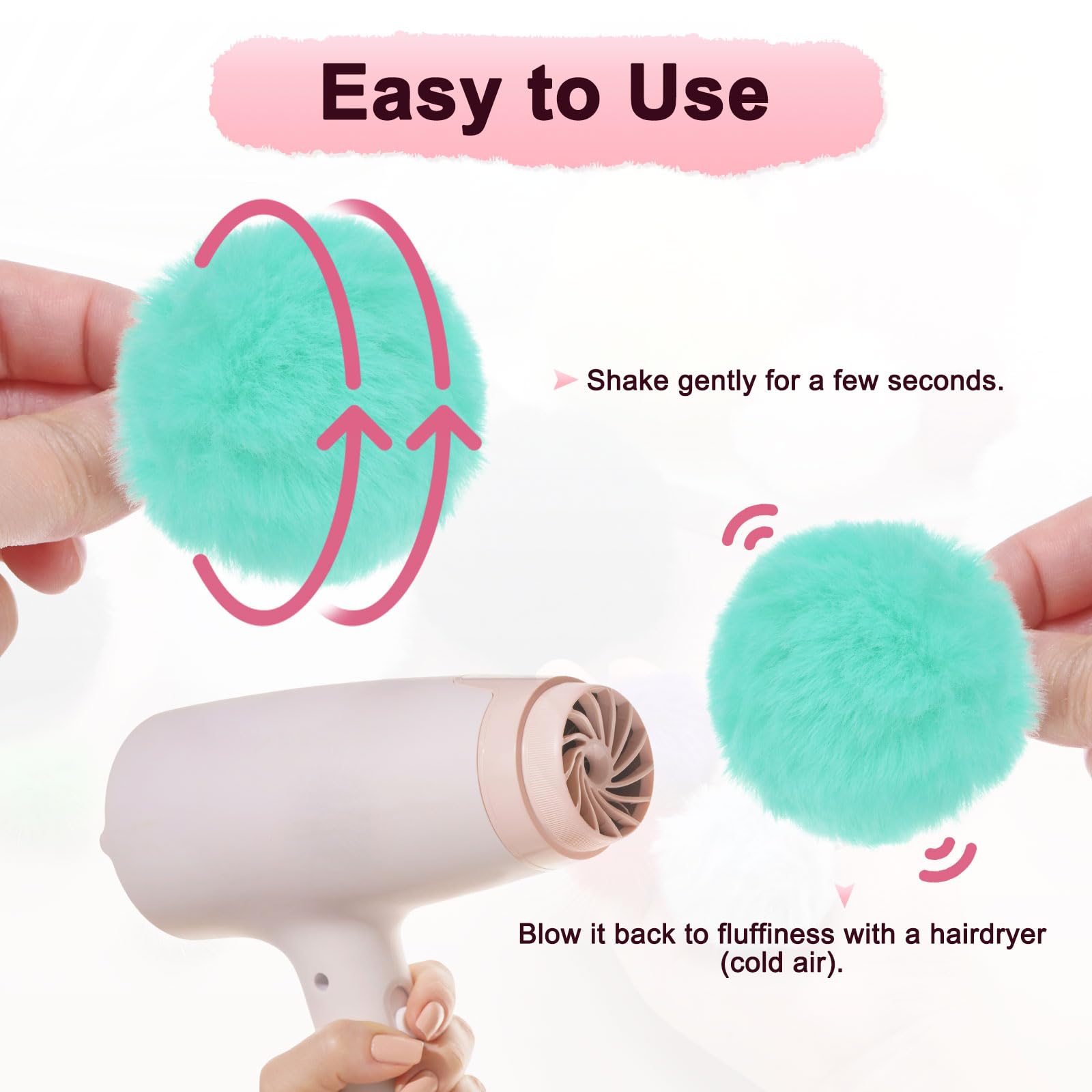 M METERXITY 20-Pack Faux Fur Pom Poms - Image 4
