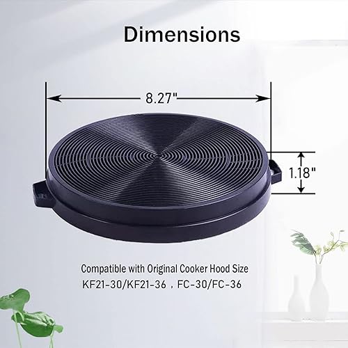 Miniatura 6 de Filtro de carbón para inserto de campana extractora sin conductos, instalación sin herramientas, compatible con FC, KF21, EL11(XF22-58)