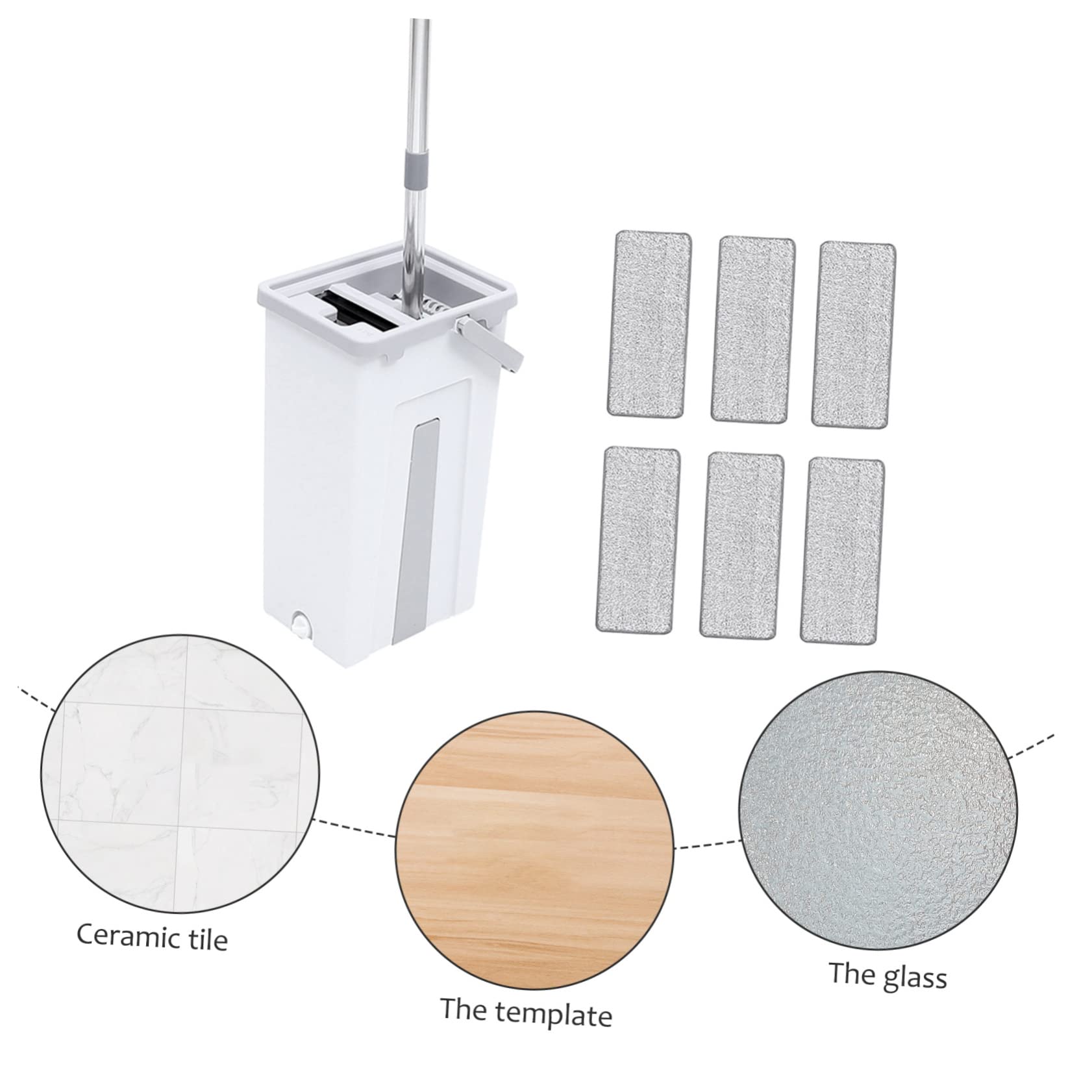 Trapeador Giratorio 1 Juego con Cubo, Microfibra y Acero Inoxidable | 6 Paños de Repuesto, Mango Integrado, Limpieza Rápida y Portátil, Kit Completo para Uso Doméstico