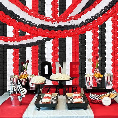 Image of Black White-Red Party-Decorations Streamers Garland - 157Ft Graduation Four-Leaf Clover Hanging Banner,Men Boys Birthday Wedding Baby Bridal Shower Family Gathering Event Supplies Decor Hugtmr