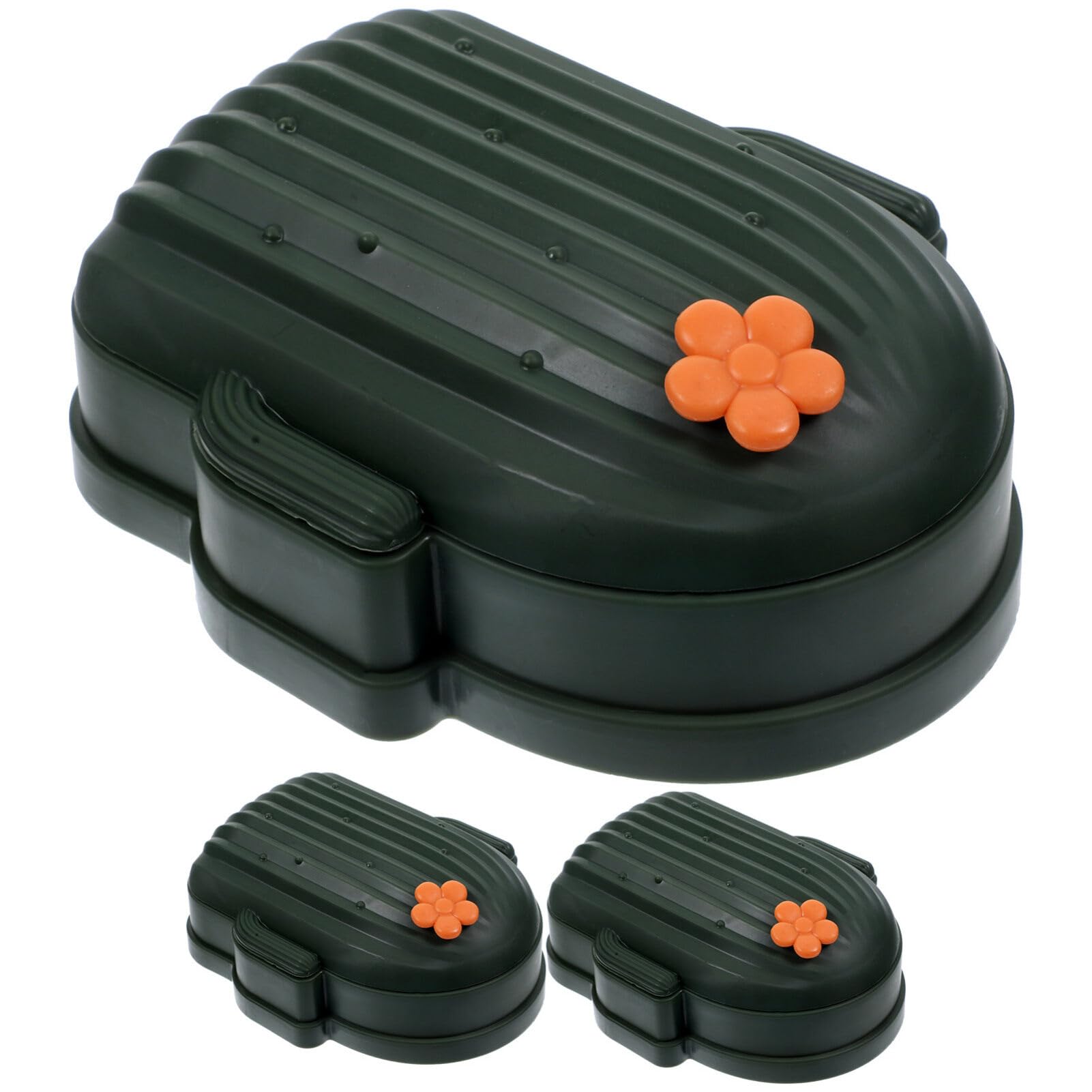 Alipis 3pcs Cartoon Cactus Soap Box Portable Travel Soap Case with Lid Self-draining Holder for Bathroom Material Leakproof Design
