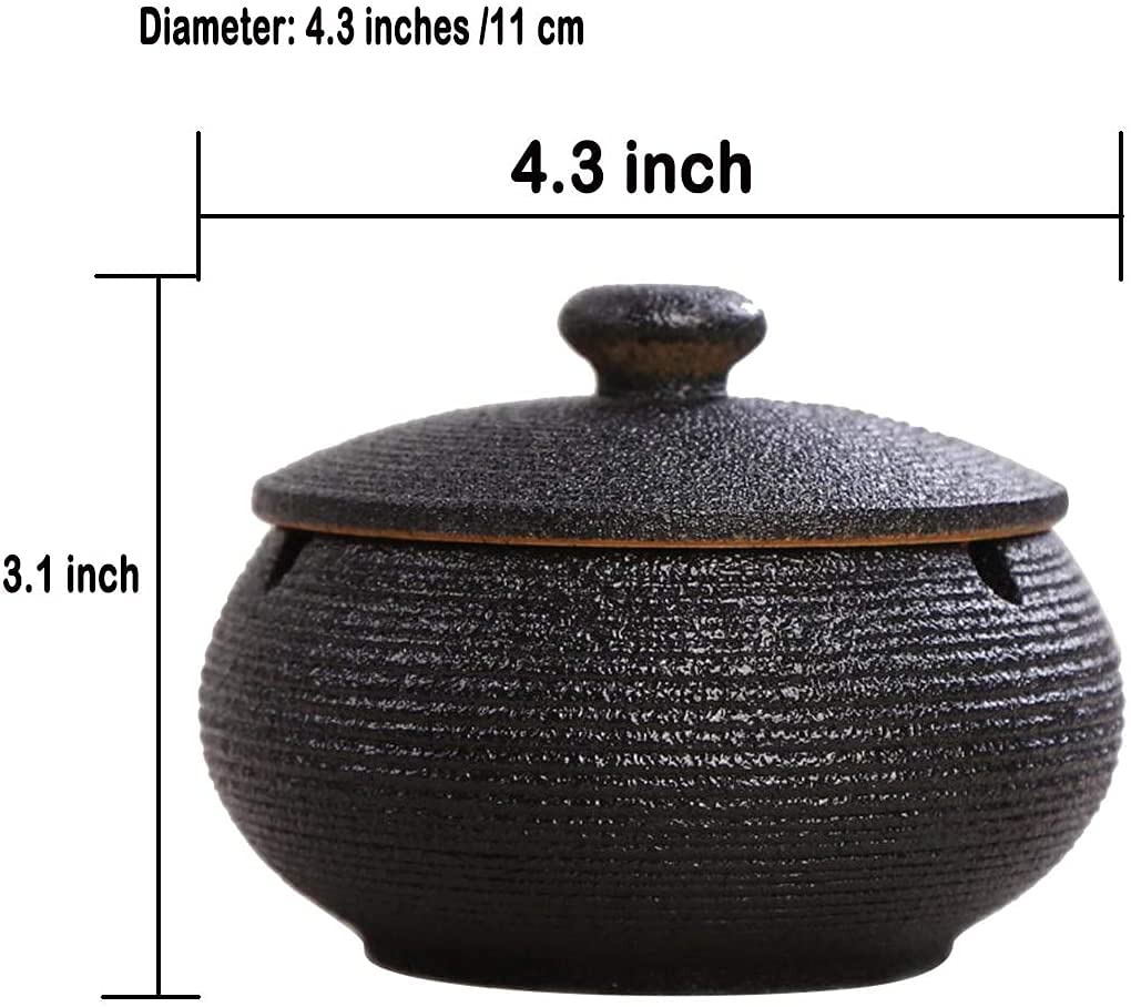 PIPITA Popielniczka, zewnętrzna popielniczka ceramiczna z pokrywką, wiatroszczelna popielniczka, ręcznie robiona popielniczka na biurko, do dekoracji wnętrz